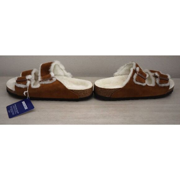 Birkenstock Women's 10 Men's 8 Mink Brown Arizona Shearling Suede Sandals - Picture 13 of 16